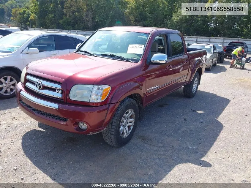 2006 Toyota Tundra Sr5 V8 VIN: 5TBET34106S558558 Lot: 40222260