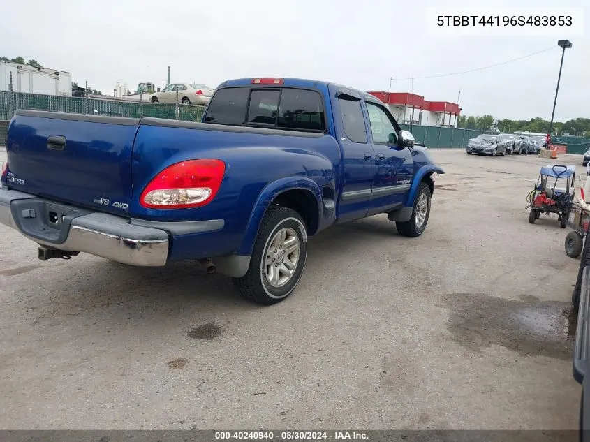 2006 Toyota Tundra Sr5 V8 VIN: 5TBBT44196S483853 Lot: 40240940