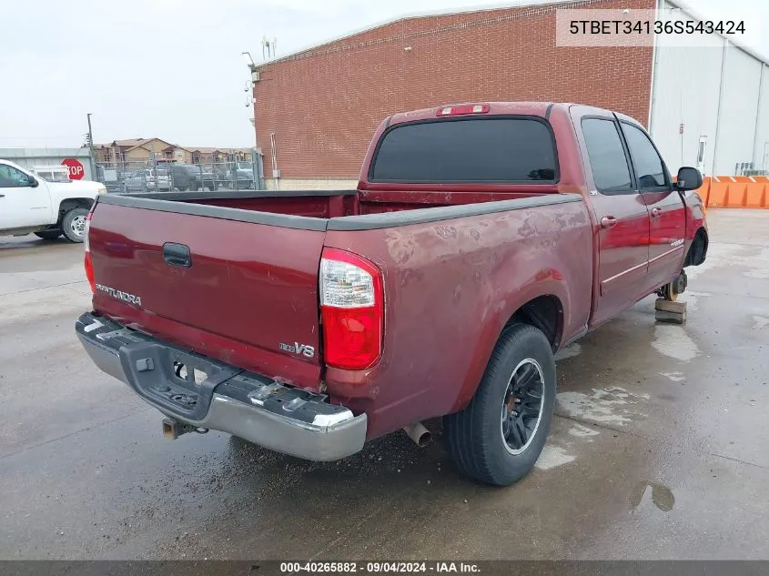 2006 Toyota Tundra Sr5 V8 VIN: 5TBET34136S543424 Lot: 40265882