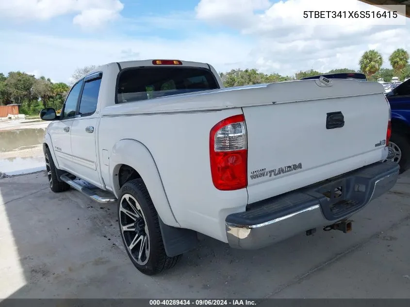 2006 Toyota Tundra Sr5 V8 VIN: 5TBET341X6S516415 Lot: 40289434