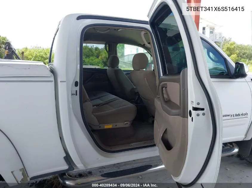 2006 Toyota Tundra Sr5 V8 VIN: 5TBET341X6S516415 Lot: 40289434