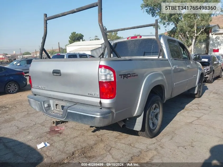 2006 Toyota Tundra Double Cab Sr5 VIN: 5TBET34176S498360 Lot: 40289499