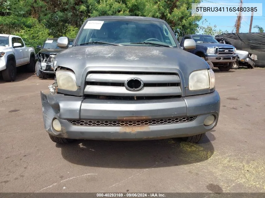 2006 Toyota Tundra Sr5 VIN: 5TBRU34116S480385 Lot: 40293169