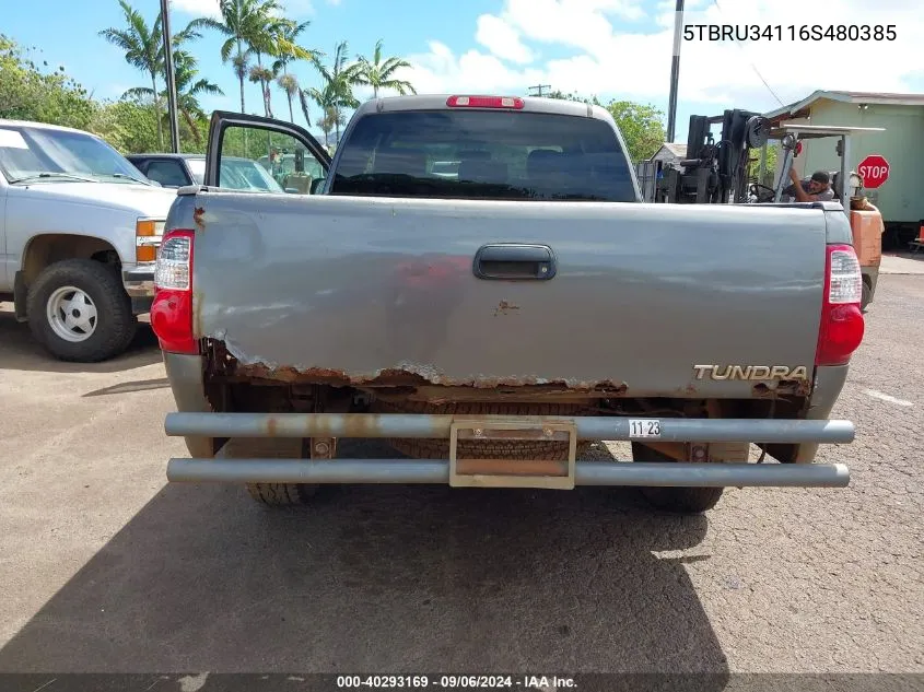 2006 Toyota Tundra Sr5 VIN: 5TBRU34116S480385 Lot: 40293169