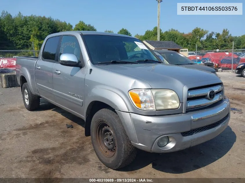 2006 Toyota Tundra Double Cab Sr5 VIN: 5TBDT44106S503576 Lot: 40310689