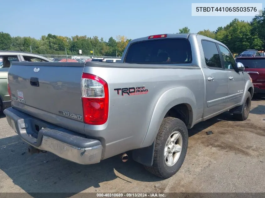 2006 Toyota Tundra Double Cab Sr5 VIN: 5TBDT44106S503576 Lot: 40310689