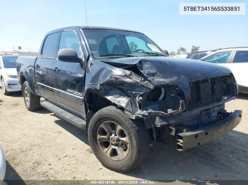 2006 Toyota Tundra Double Cab Sr5 VIN: 5TBET34156S533851 Lot: 40316146