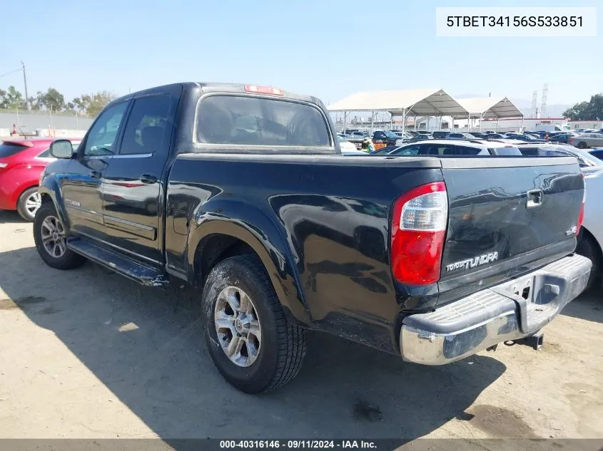 2006 Toyota Tundra Double Cab Sr5 VIN: 5TBET34156S533851 Lot: 40316146