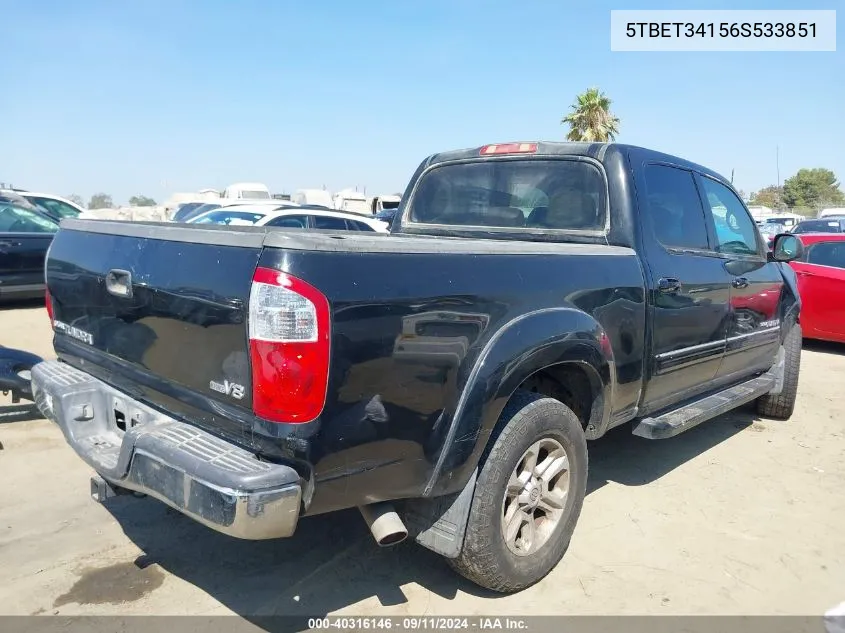 2006 Toyota Tundra Double Cab Sr5 VIN: 5TBET34156S533851 Lot: 40316146