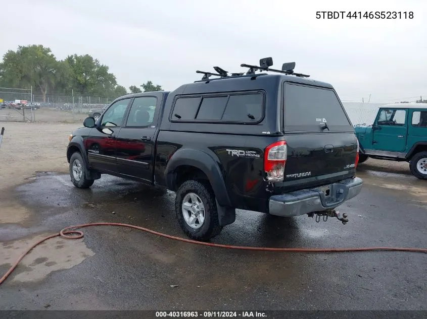 2006 Toyota Tundra Sr5 V8 VIN: 5TBDT44146S523118 Lot: 40316963