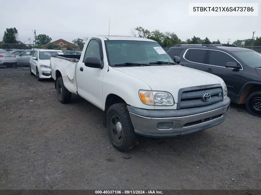 2006 Toyota Tundra Base V8 VIN: 5TBKT421X6S473786 Lot: 40337106