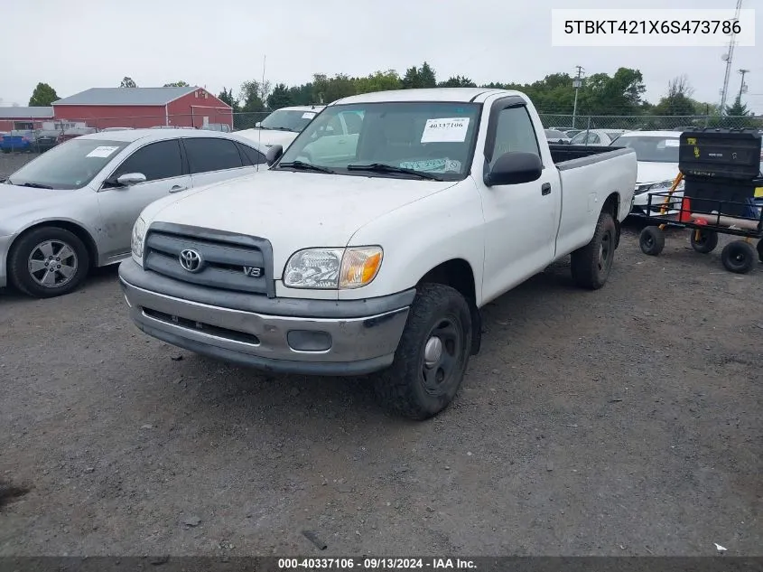 2006 Toyota Tundra Base V8 VIN: 5TBKT421X6S473786 Lot: 40337106