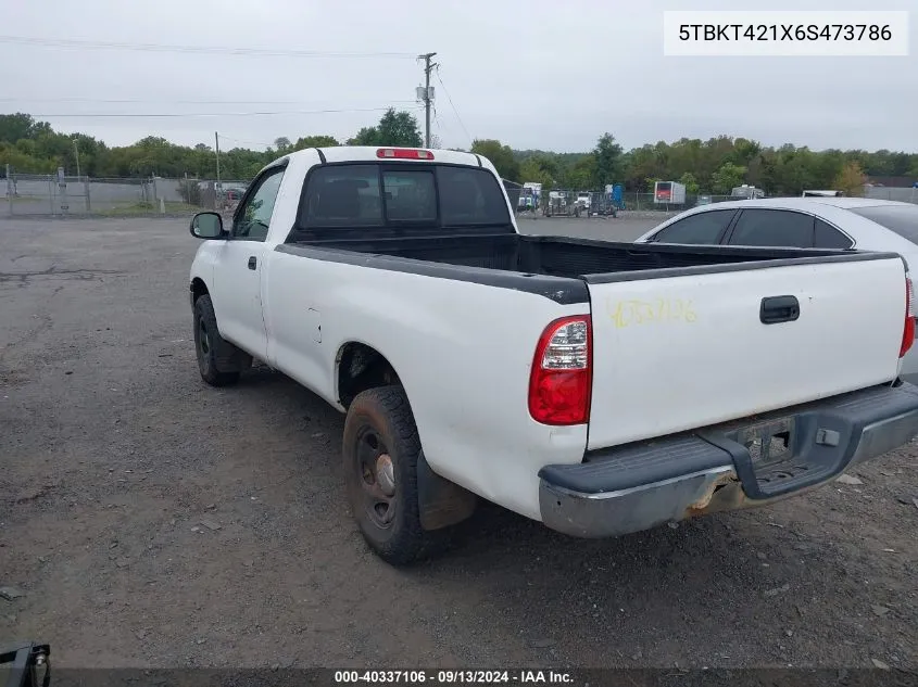 2006 Toyota Tundra Base V8 VIN: 5TBKT421X6S473786 Lot: 40337106