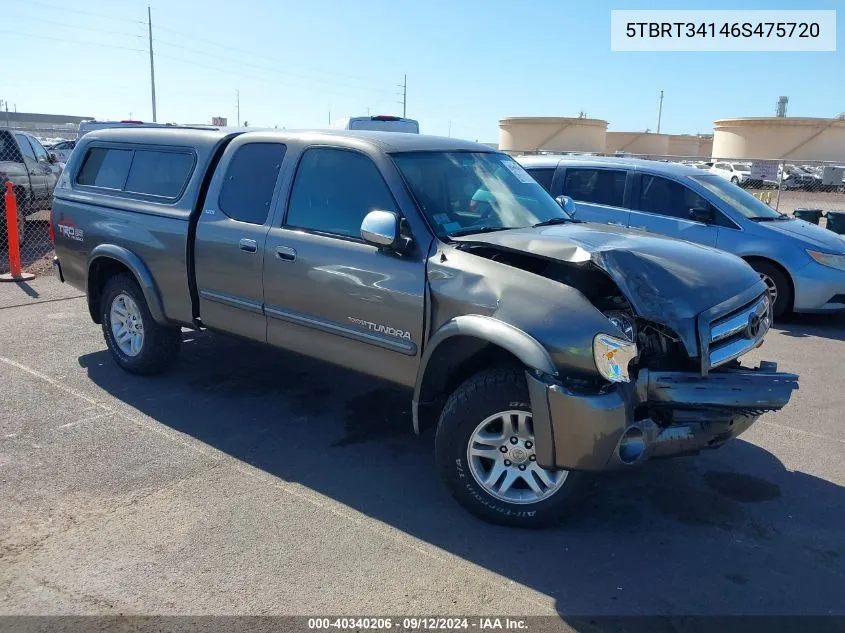 2006 Toyota Tundra Sr5 V8 VIN: 5TBRT34146S475720 Lot: 40340206