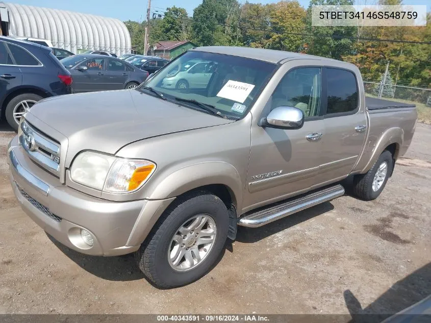 2006 Toyota Tundra Sr5 V8 VIN: 5TBET34146S548759 Lot: 40343591