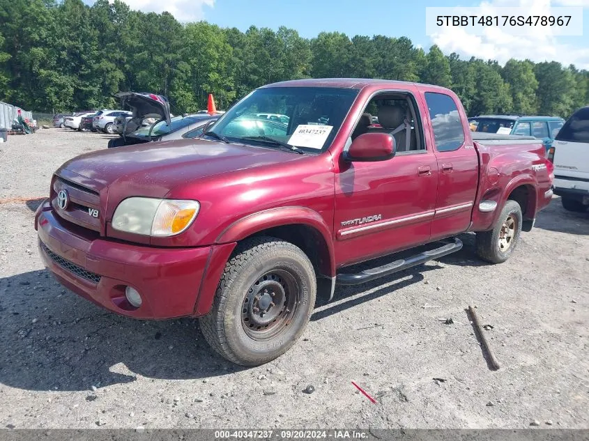 2006 Toyota Tundra Limited V8 VIN: 5TBBT48176S478967 Lot: 40347237