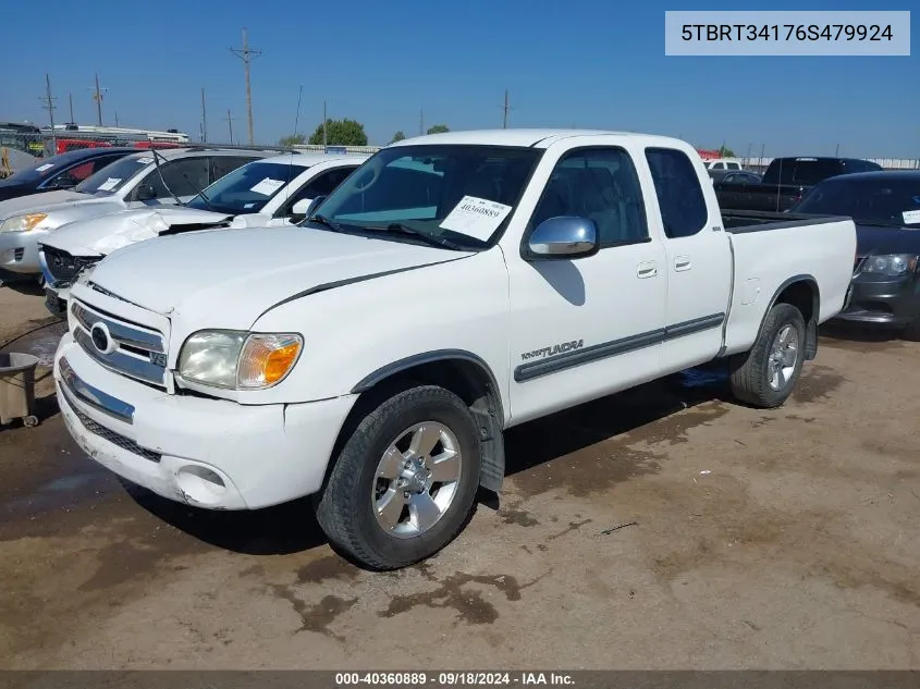 2006 Toyota Tundra Access Cab Sr5 VIN: 5TBRT34176S479924 Lot: 40360889