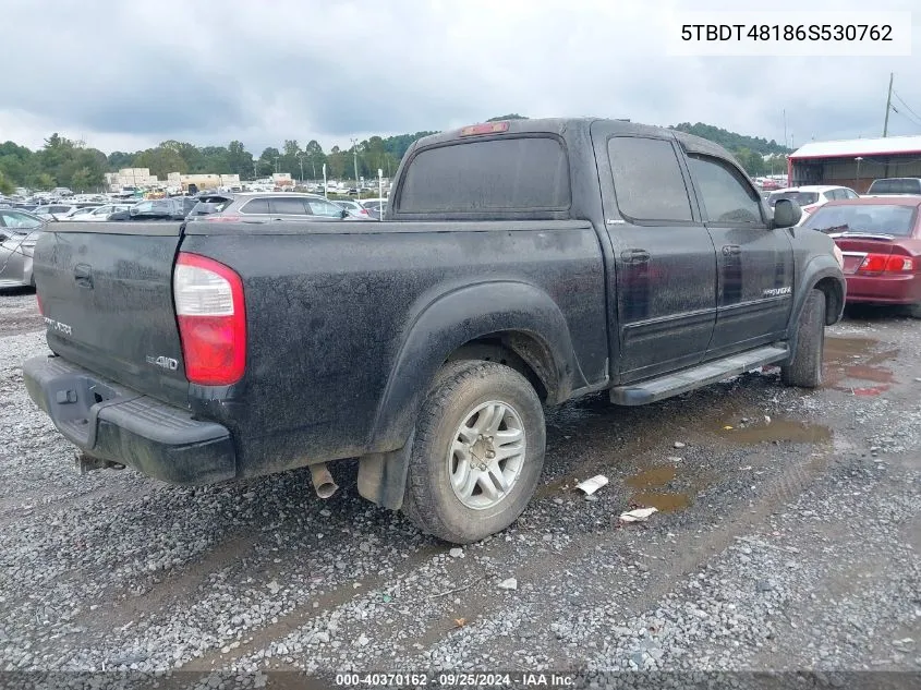 2006 Toyota Tundra Limited V8 VIN: 5TBDT48186S530762 Lot: 40370162