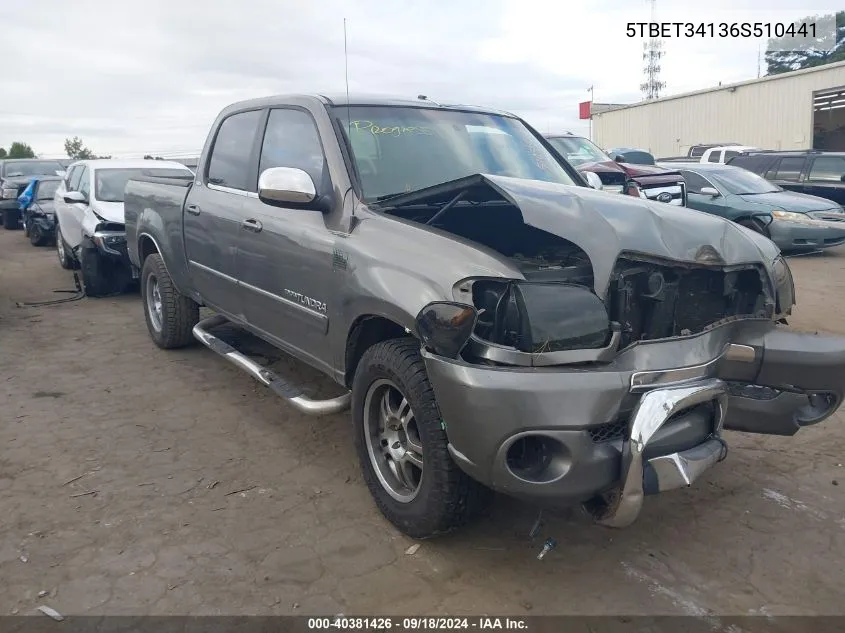 2006 Toyota Tundra Double Cab Sr5 VIN: 5TBET34136S510441 Lot: 40381426