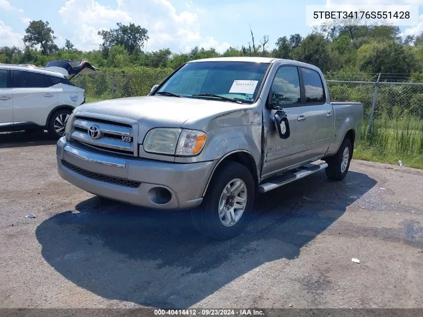 2006 Toyota Tundra Sr5 V8 VIN: 5TBET34176S551428 Lot: 40414412