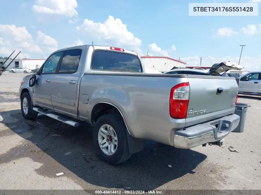 2006 Toyota Tundra Sr5 V8 VIN: 5TBET34176S551428 Lot: 40414412