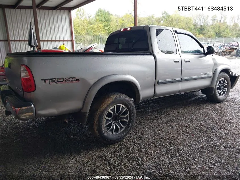 2006 Toyota Tundra Sr5 V8 VIN: 5TBBT44116S484513 Lot: 40436967