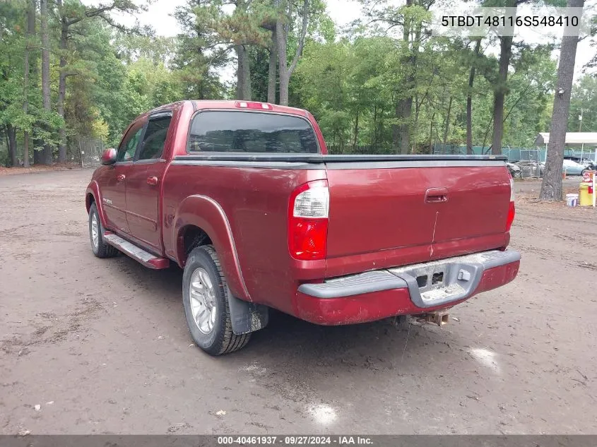 2006 Toyota Tundra Limited V8 VIN: 5TBDT48116S548410 Lot: 40461937