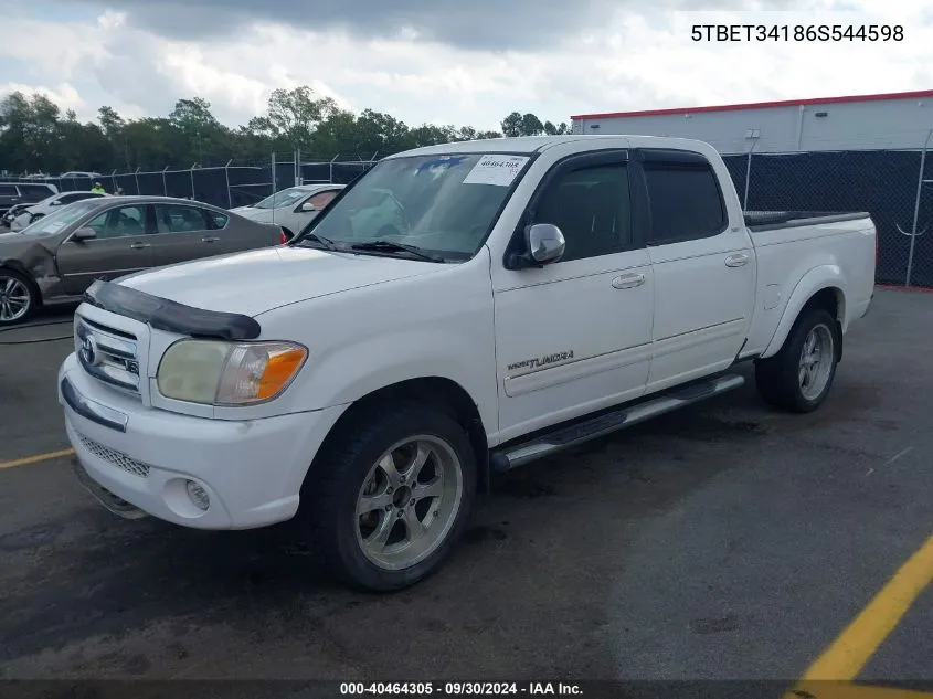 2006 Toyota Tundra Double Cab Sr5 VIN: 5TBET34186S544598 Lot: 40464305