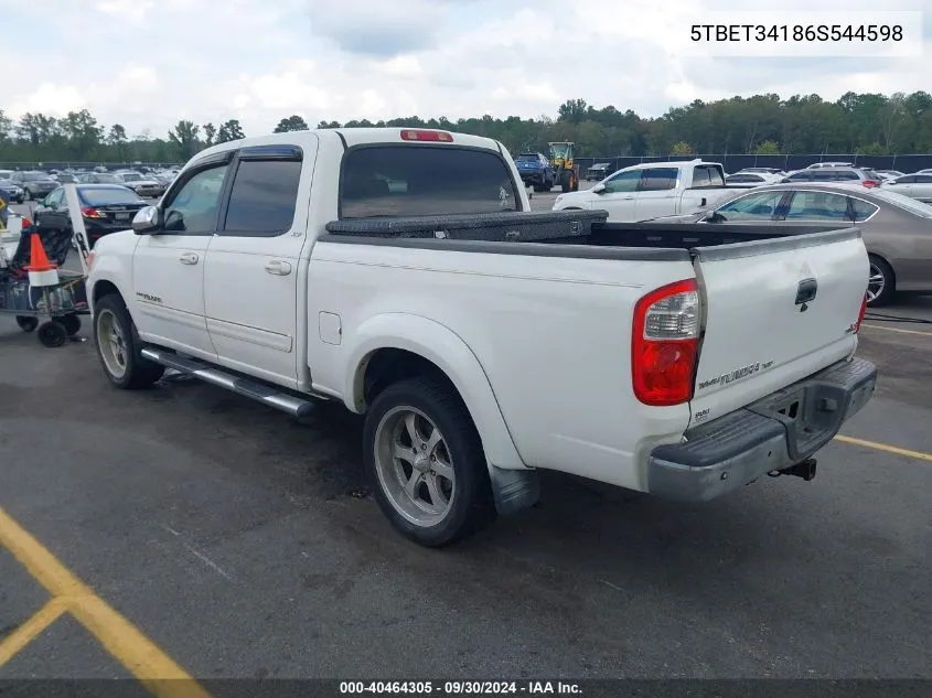 2006 Toyota Tundra Double Cab Sr5 VIN: 5TBET34186S544598 Lot: 40464305