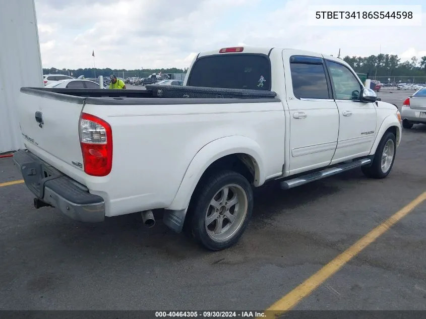 2006 Toyota Tundra Double Cab Sr5 VIN: 5TBET34186S544598 Lot: 40464305