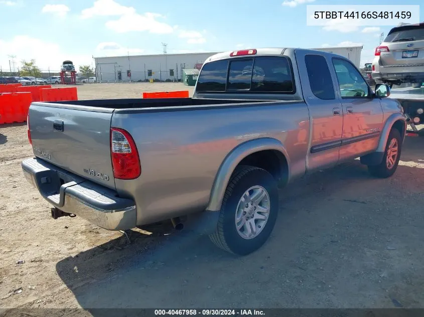 2006 Toyota Tundra Sr5 V8 VIN: 5TBBT44166S481459 Lot: 40467958