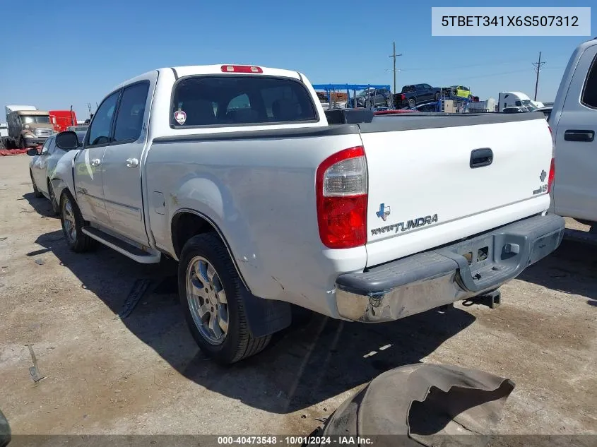 2006 Toyota Tundra Sr5 V8 VIN: 5TBET341X6S507312 Lot: 40473548