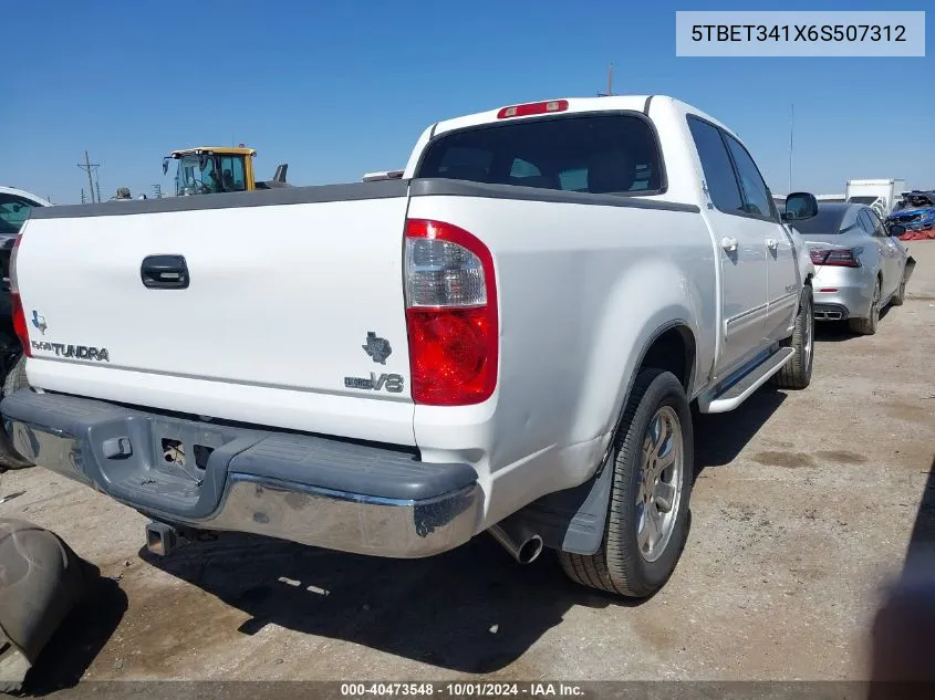 2006 Toyota Tundra Sr5 V8 VIN: 5TBET341X6S507312 Lot: 40473548