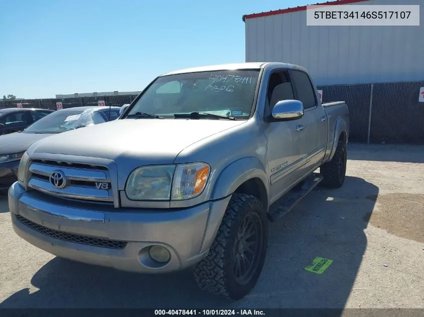 2006 Toyota Tundra Double Cab Sr5 VIN: 5TBET34146S517107 Lot: 40478441