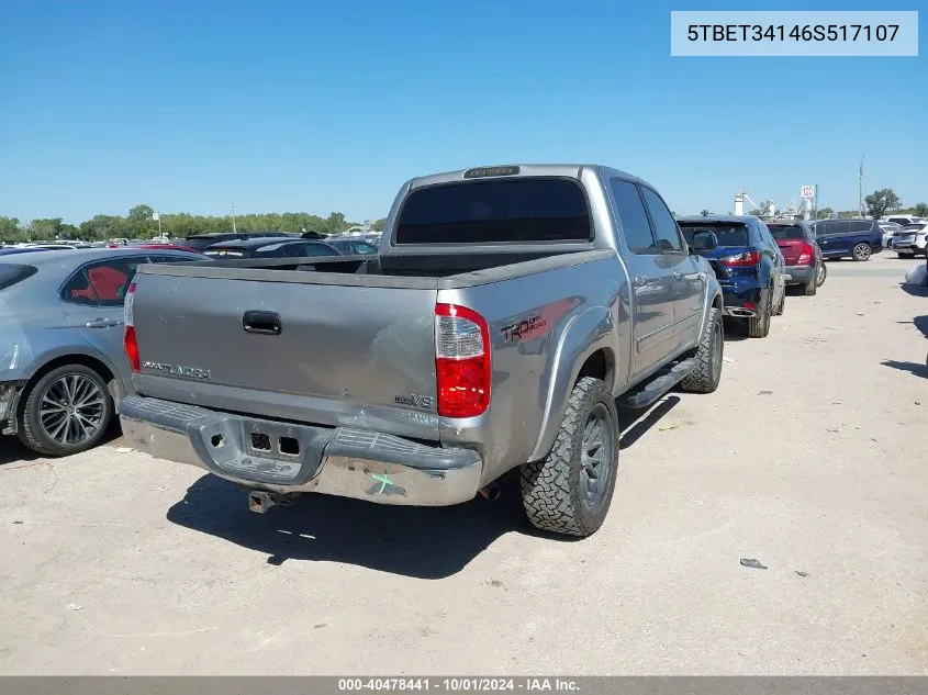 2006 Toyota Tundra Double Cab Sr5 VIN: 5TBET34146S517107 Lot: 40478441