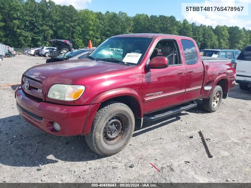 2006 Toyota Tundra Limited V8 VIN: 5TBBT48176S478967 Lot: 40479043