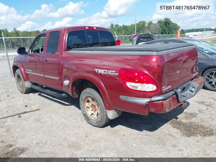 2006 Toyota Tundra Limited V8 VIN: 5TBBT48176S478967 Lot: 40479043