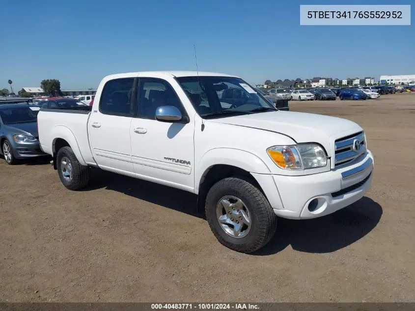 2006 Toyota Tundra Sr5 V8 VIN: 5TBET34176S552952 Lot: 40483771