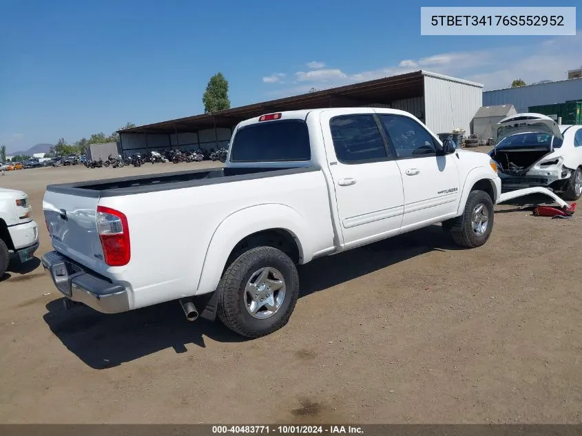 2006 Toyota Tundra Sr5 V8 VIN: 5TBET34176S552952 Lot: 40483771