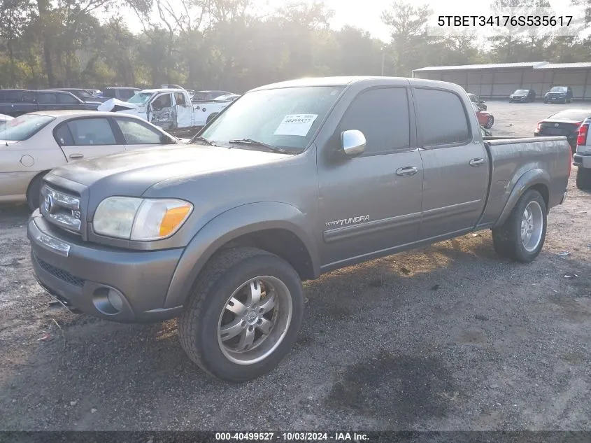 2006 Toyota Tundra Sr5 V8 VIN: 5TBET34176S535617 Lot: 40499527