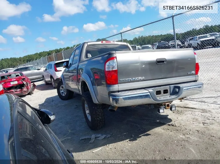 2006 Toyota Tundra Double Cab Sr5 VIN: 5TBET34166S526231 Lot: 40505838