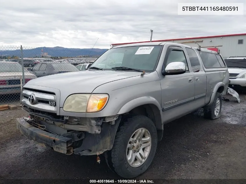 2006 Toyota Tundra Sr5 V8 VIN: 5TBBT44116S480591 Lot: 40519645