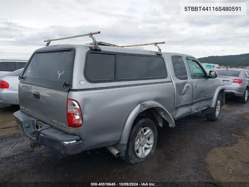 2006 Toyota Tundra Sr5 V8 VIN: 5TBBT44116S480591 Lot: 40519645