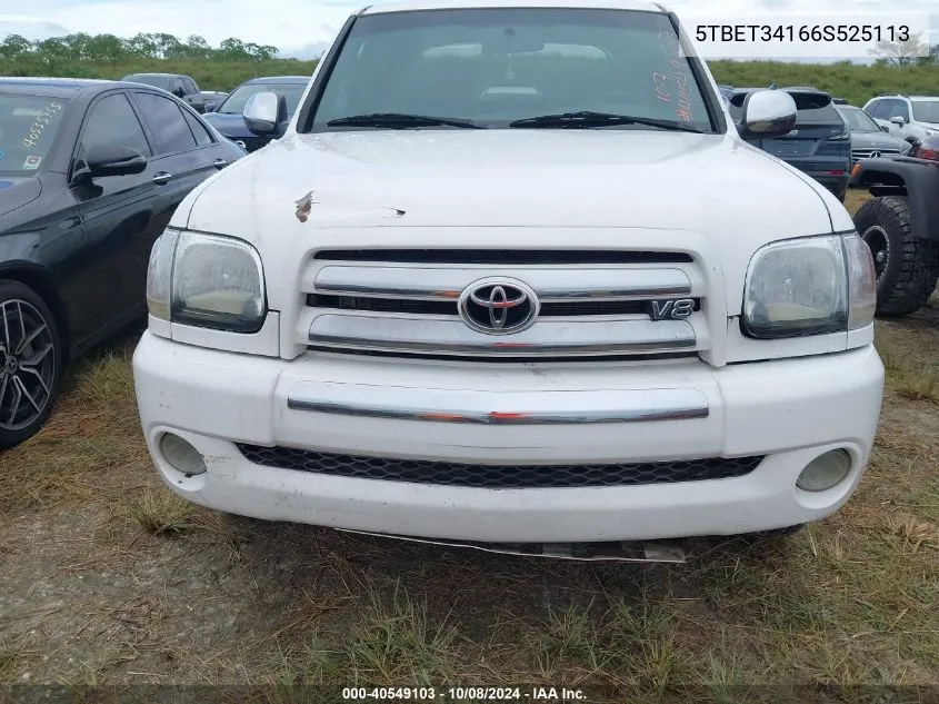 2006 Toyota Tundra Double Cab Sr5 VIN: 5TBET34166S525113 Lot: 40549103