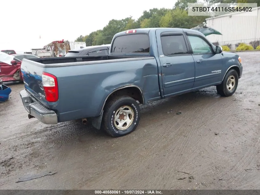 2006 Toyota Tundra Sr5 V8 VIN: 5TBDT44116S545402 Lot: 40550061