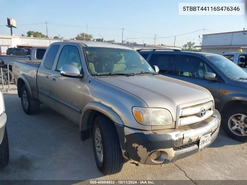 2006 Toyota Tundra Sr5 V8 VIN: 5TBBT44116S476346 Lot: 40554933