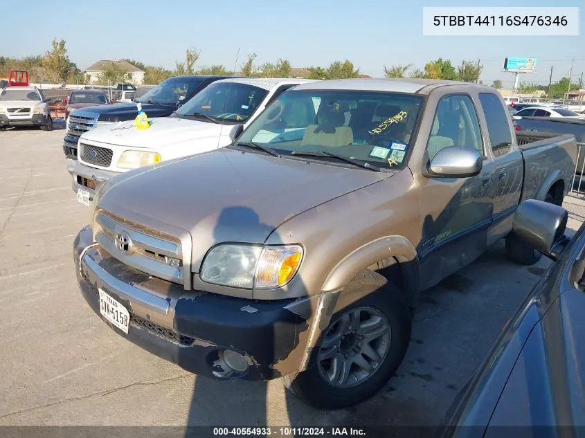 2006 Toyota Tundra Sr5 V8 VIN: 5TBBT44116S476346 Lot: 40554933