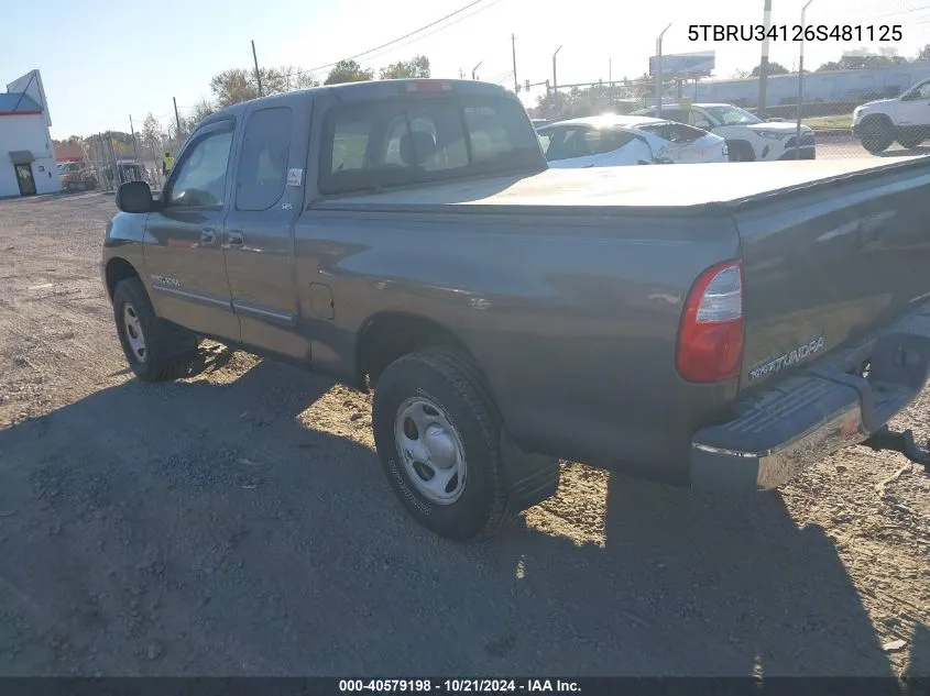 2006 Toyota Tundra Sr5 VIN: 5TBRU34126S481125 Lot: 40579198