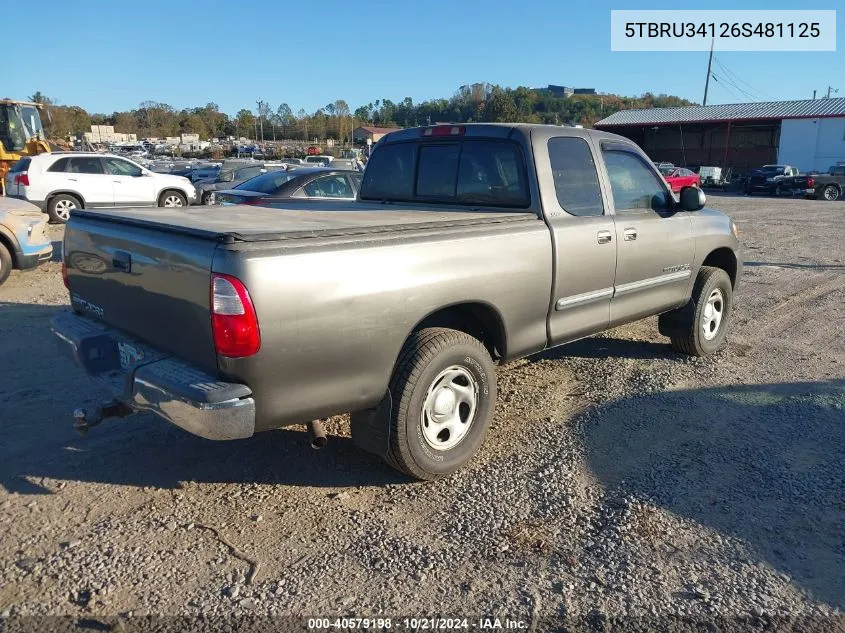 2006 Toyota Tundra Sr5 VIN: 5TBRU34126S481125 Lot: 40579198