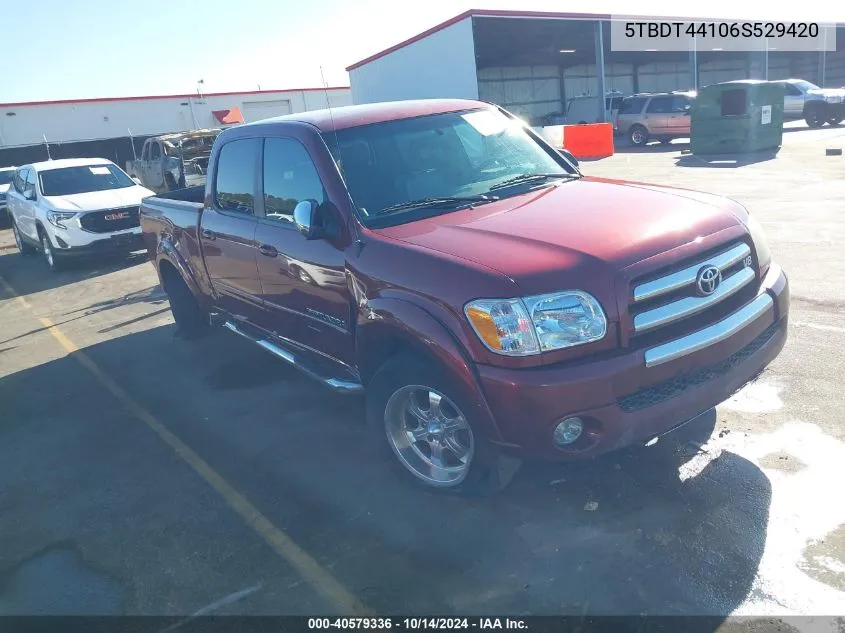 2006 Toyota Tundra Sr5 V8 VIN: 5TBDT44106S529420 Lot: 40579336